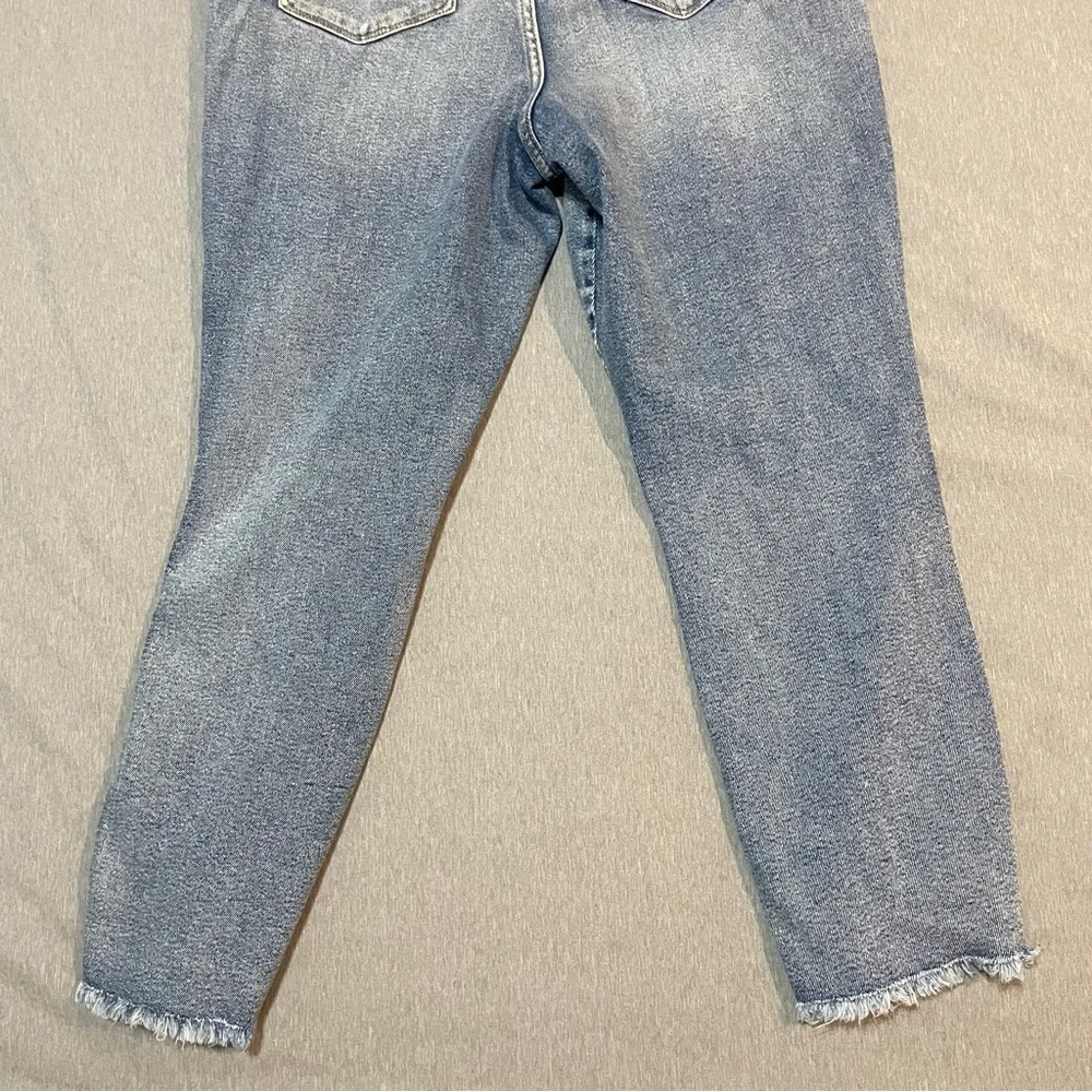 Good American Good Curve Straight Fray Hem Jeans Size 16 Medium Blue High Rise - Picture 7 of 14